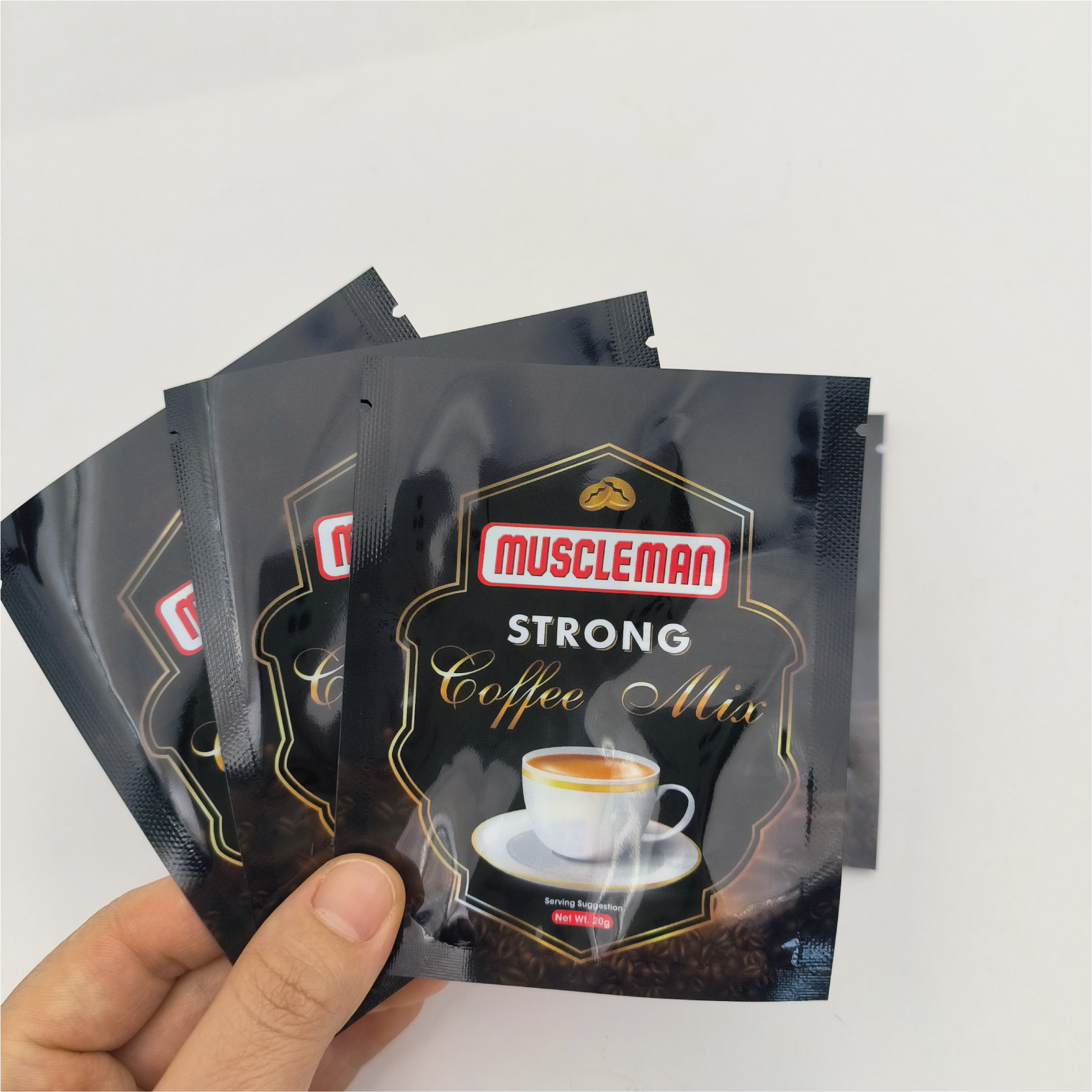 Custom Printed Coffee Bag Three Sides Sealing Packging Bag  Glossy Food Grade Pouch